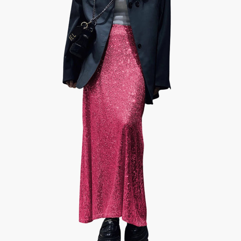 Women's High Waist Maxi Skirt Sequin - Vonnera