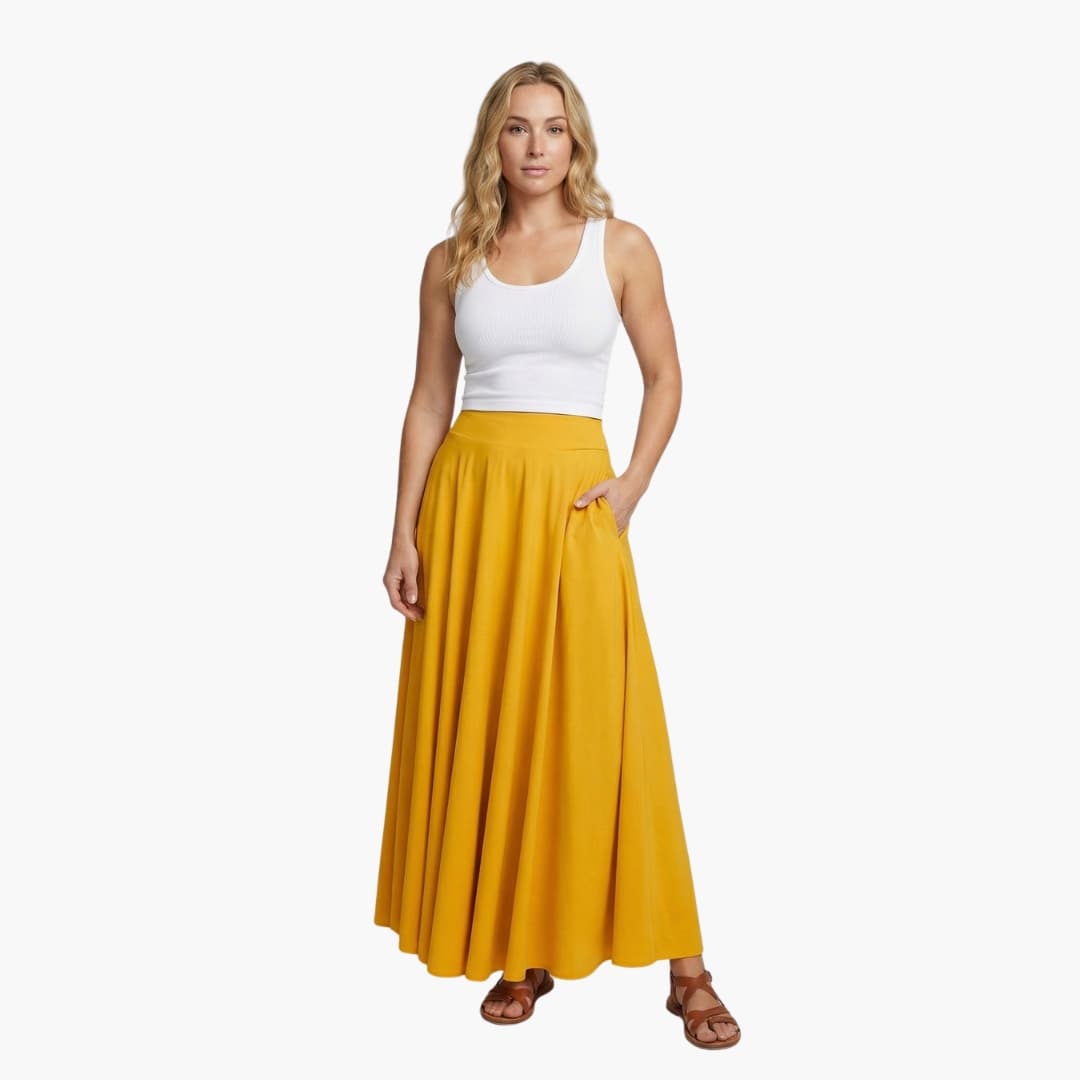 Women's High Waist Maxi Skirt With Side Pockets - Vonnera