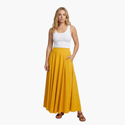 Women's High Waist Maxi Skirt With Side Pockets - Vonnera
