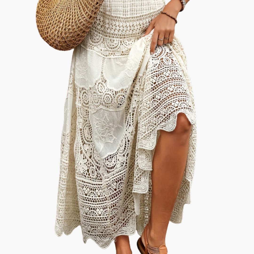 Women's High Waist Maxi Skirt Lace Panelled