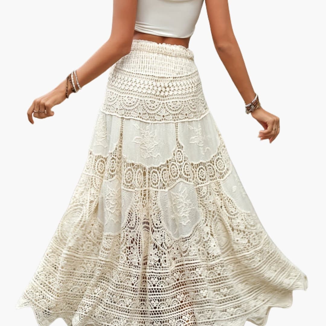 Women's High Waist Maxi Skirt Lace Panelled