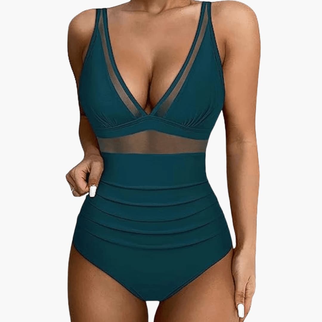 Women's Mesh One-Piece Swimsuit High-Cut Leg