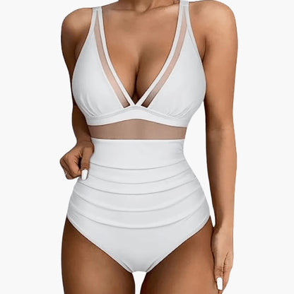 Women's Mesh One-Piece Swimsuit High-Cut Leg