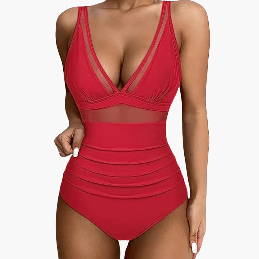 Women's Mesh One-Piece Swimsuit High-Cut Leg
