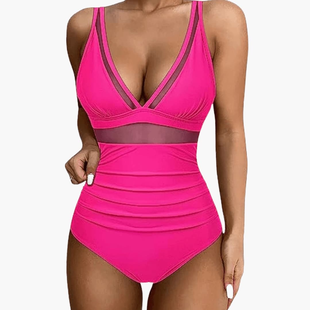 Women's Mesh One-Piece Swimsuit High-Cut Leg