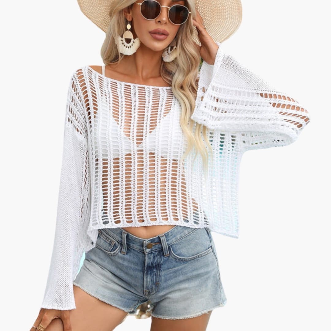 Women's Long Sleeve Mesh Round Neck - Vonnera