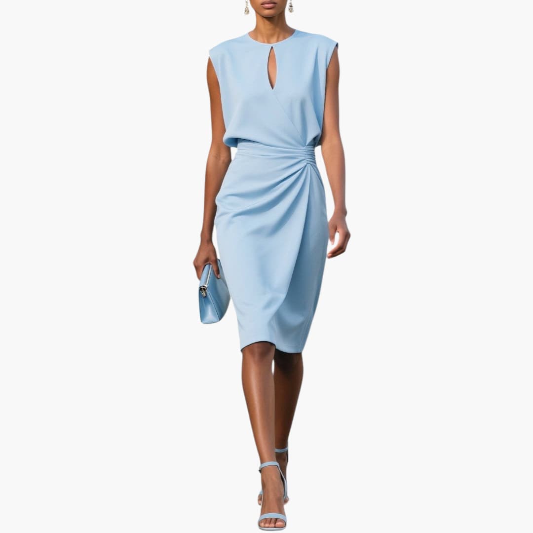 Women's Short Sleeve Fitted Midi Dress - Vonnera