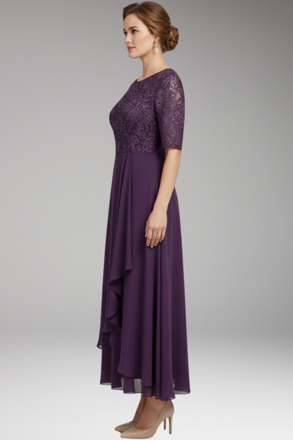 Women's Midi Dress High Waist Short Sleeves