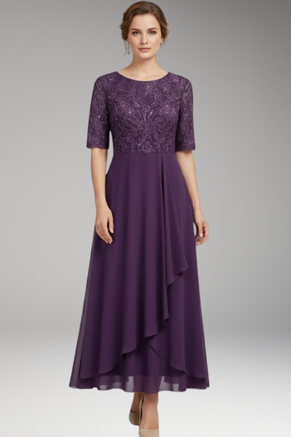 Women's Midi Dress High Waist Short Sleeves