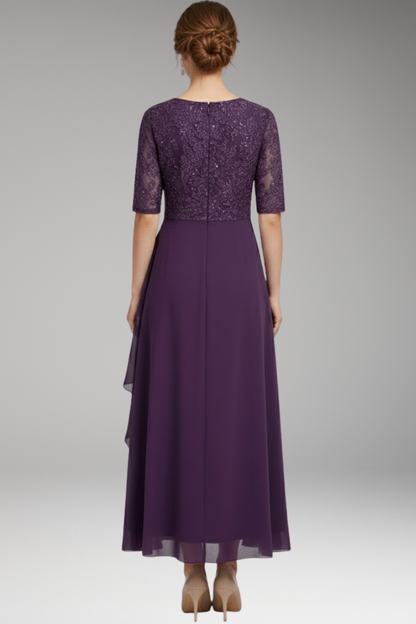 Women's Midi Dress High Waist Short Sleeves