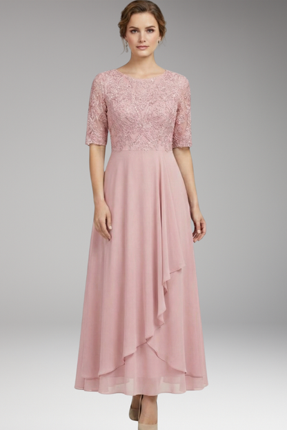 Women's Midi Dress High Waist Short Sleeves