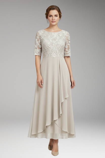 Women's Midi Dress High Waist Short Sleeves