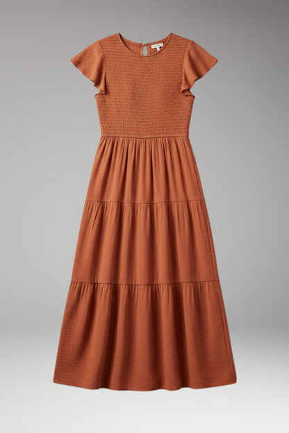 Women's Midi Dress Short Sleeve Relaxed Fit - Vonnera