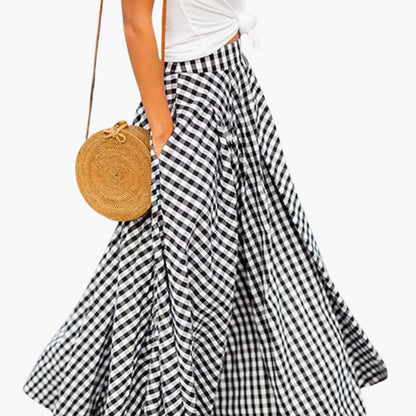 Women's Elastic Waist Midi Skirt Adjustable Hem - Vonnera