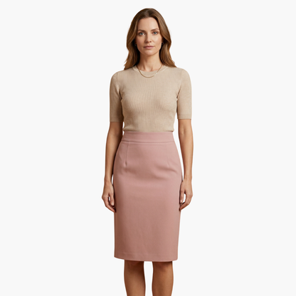 Women's Elastic Waist Midi Skirt Flared Hem - Vonnera