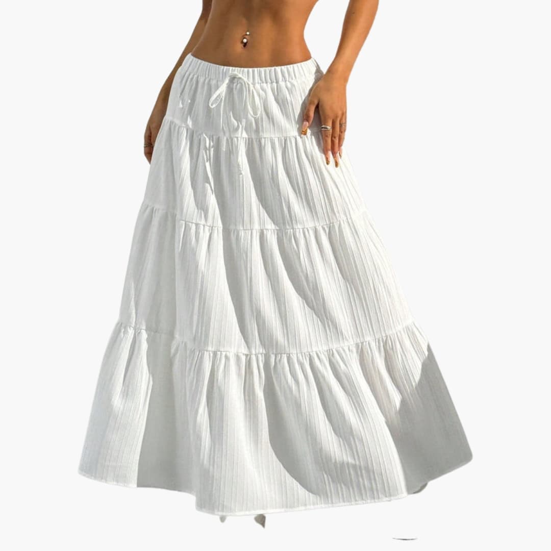 Women's Midi Skirt Lace-Up Waist Straight Hem