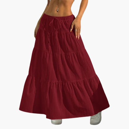 Women's Midi Skirt Lace-Up Waist Straight Hem