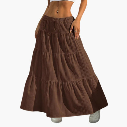 Women's Midi Skirt Lace-Up Waist Straight Hem