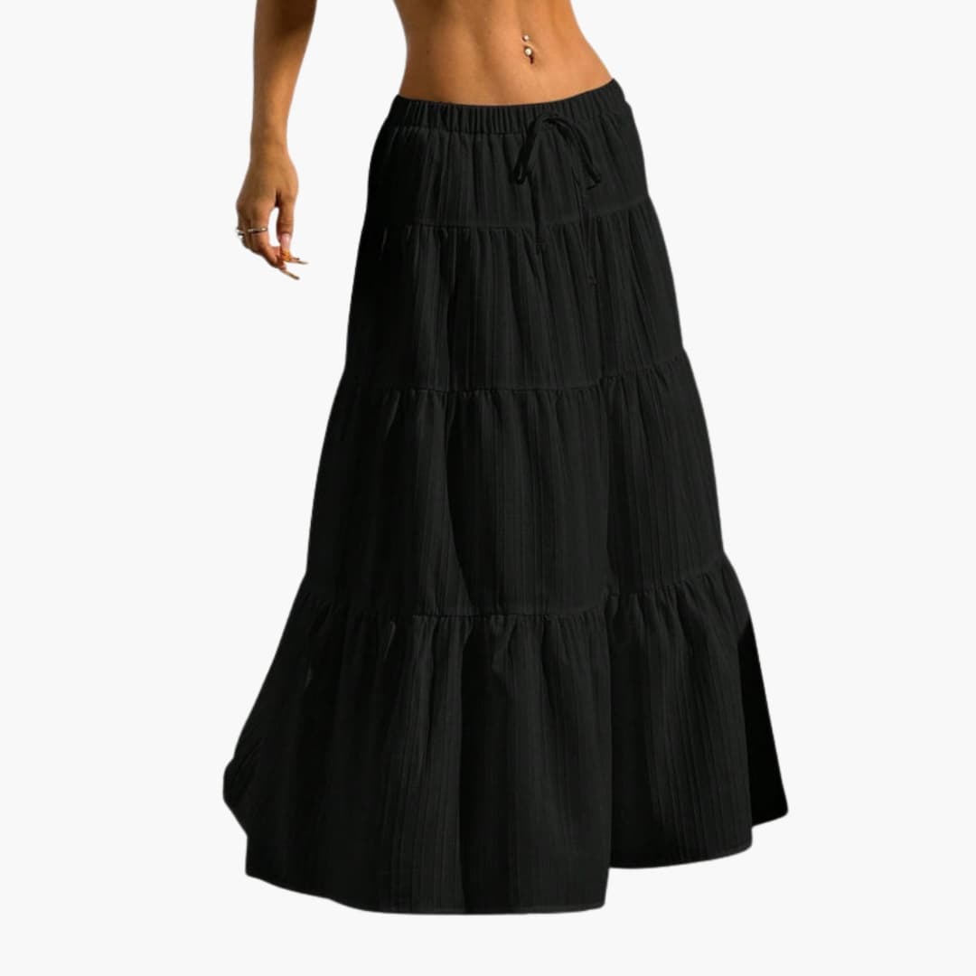 Women's Midi Skirt Lace-Up Waist Straight Hem