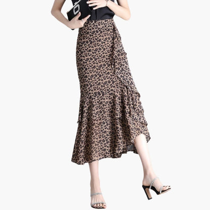 Women's Elastic Waist Midi Skirt with Side Split