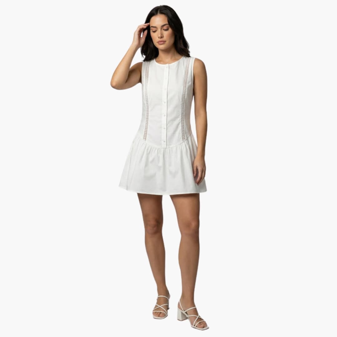 Women's Mini Round Neck Dress Side Cut Outs - Vonnera