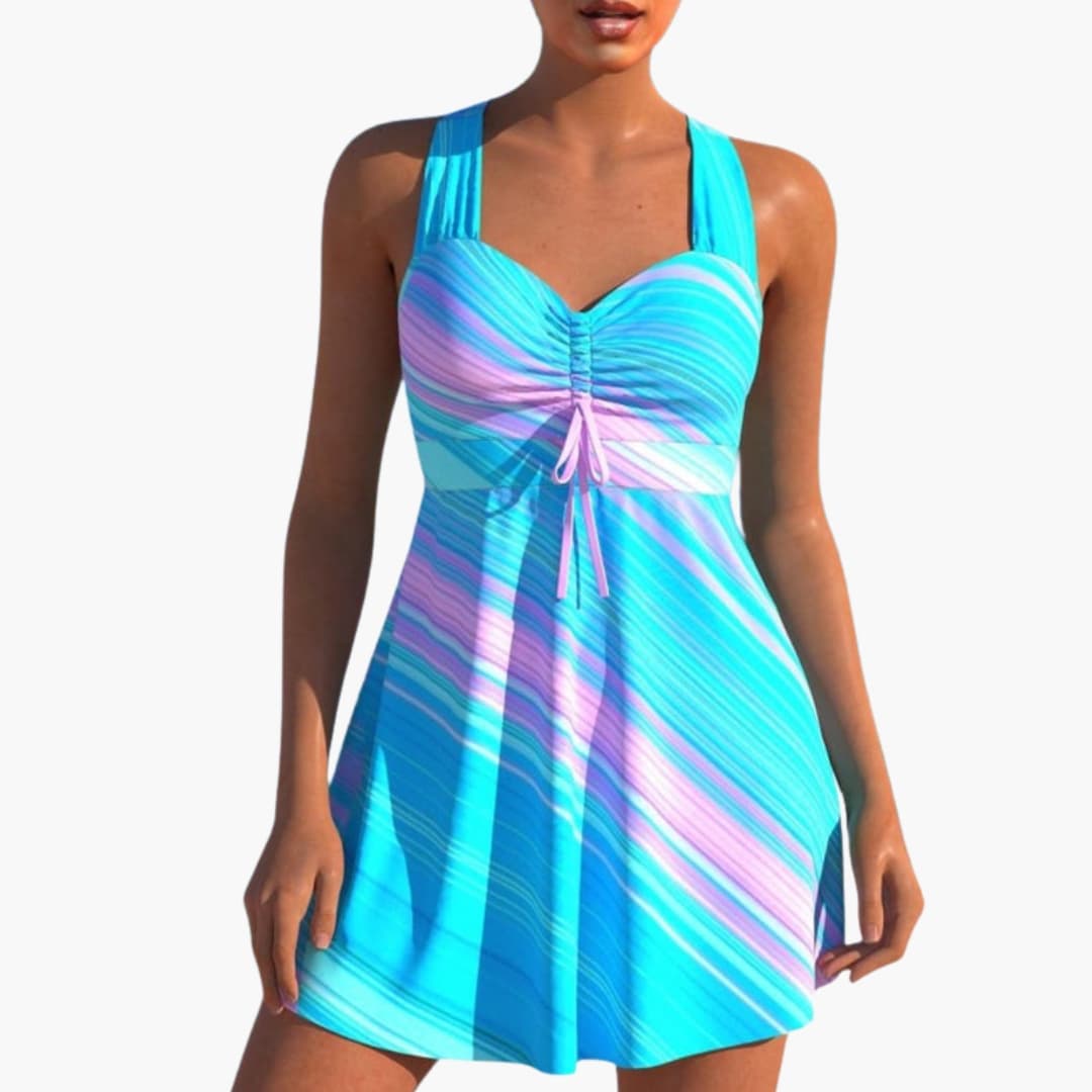 Women's Two-Piece Tankini Swimsuit Ocean Blue Striped - Vonnera