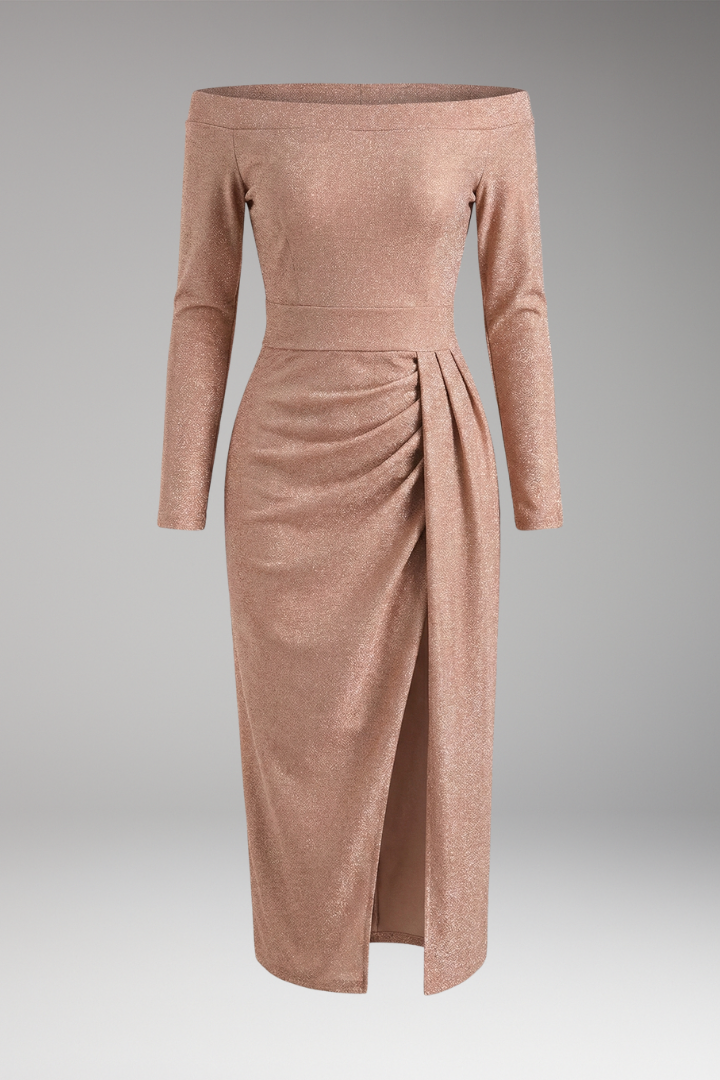 Women's Off Shoulder Long Sleeve Dress Open Back - Vonnera