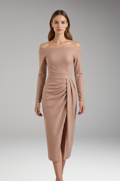 Women's Off Shoulder Long Sleeve Dress Open Back