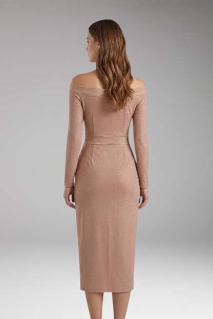Women's Off Shoulder Long Sleeve Dress Open Back