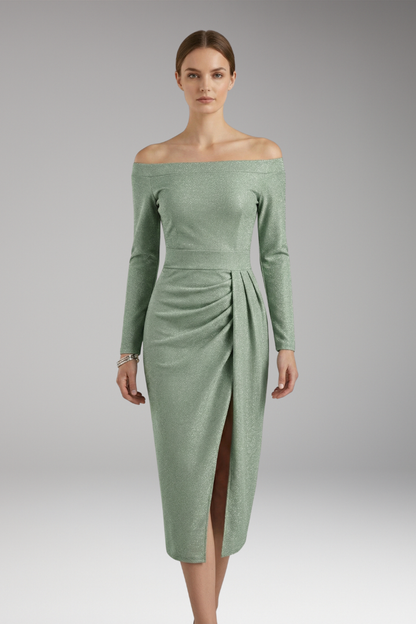 Women's Off Shoulder Long Sleeve Dress Open Back