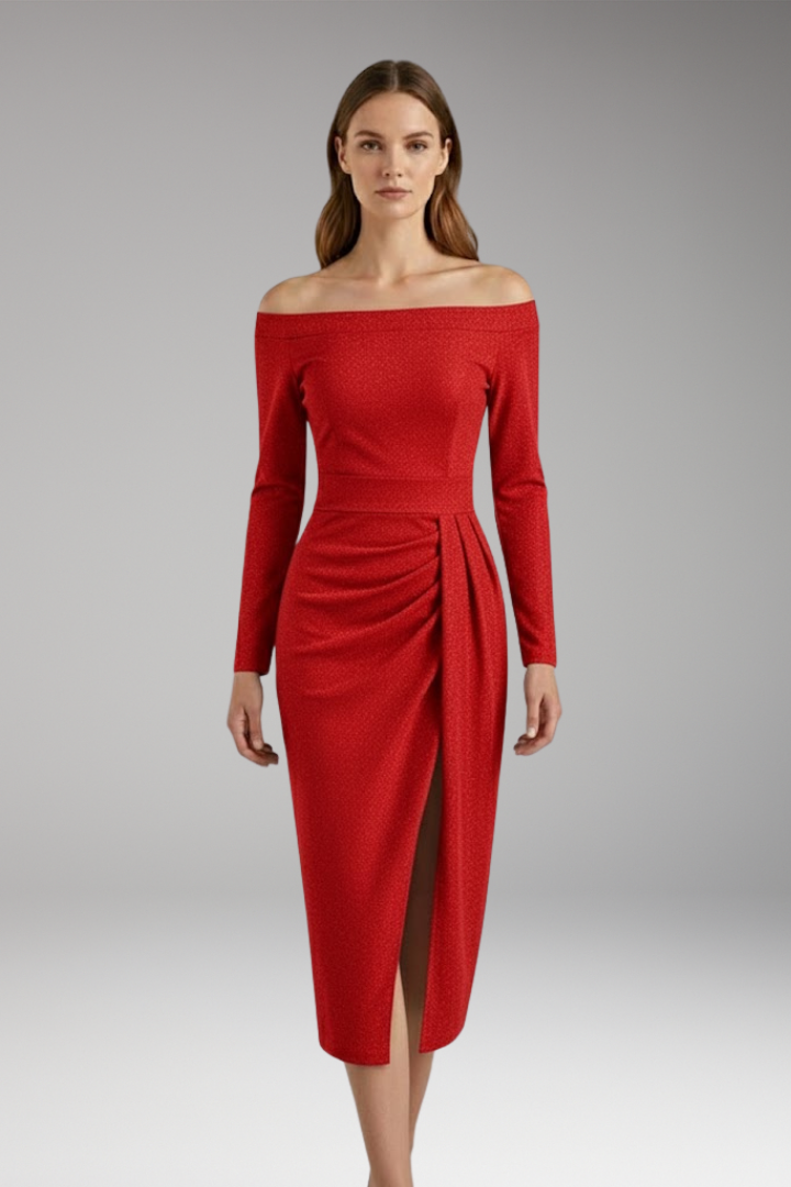 Women's Off Shoulder Long Sleeve Dress Open Back