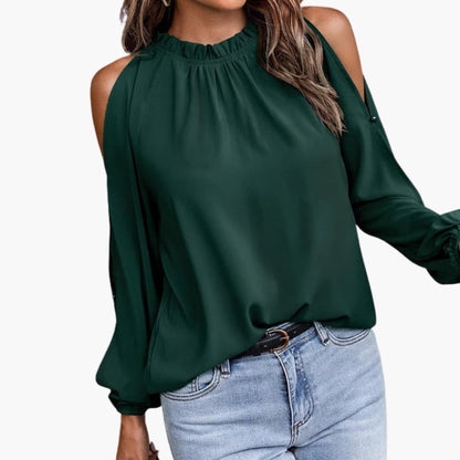 Women's Off Shoulder Puff Sleeve Blouse Woven - Vonnera