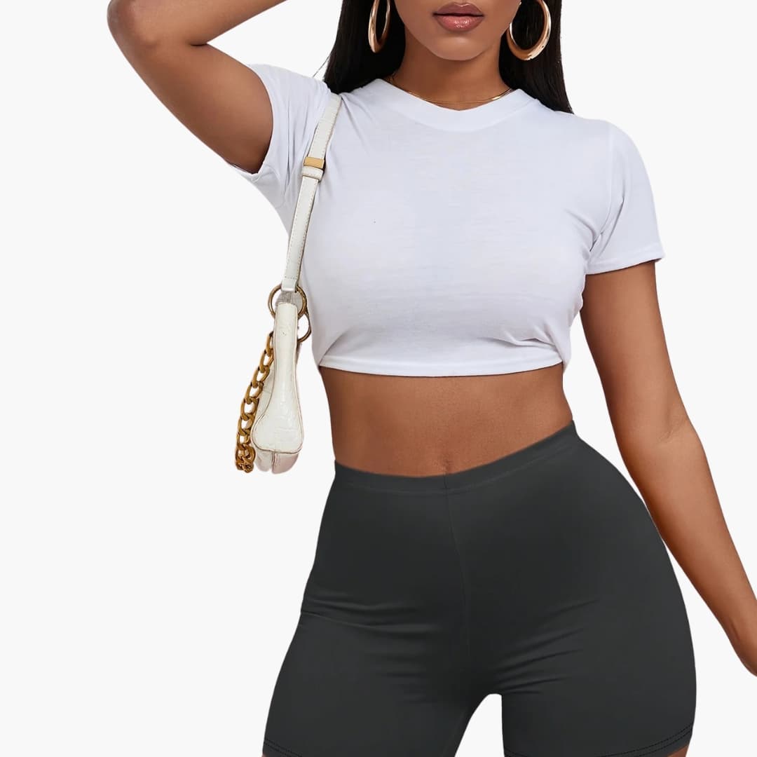 Women's Cropped Tee Shorts Set