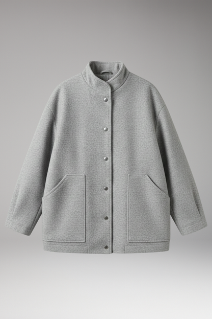 Women's Oversized Bomber Jacket Snap Button Closure - Vonnera