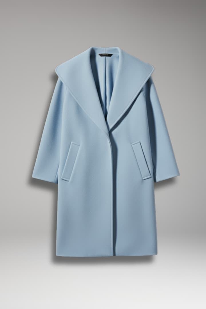 Women's Oversized Wool Coat Wide Lapel Hidden Closure - Vonnera