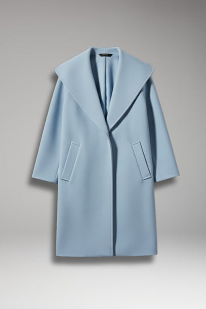 Women's Oversized Wool Coat Wide Lapel Hidden Closure - Vonnera