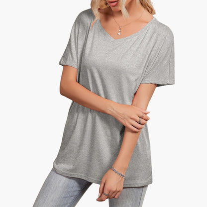 Women's Short Sleeve T-Shirt Oversized Crew Neck Asymmetrical Hem