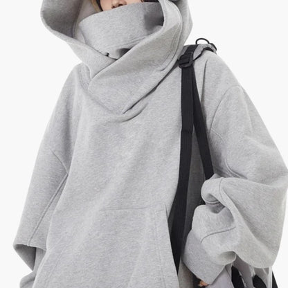 Women's Oversized High-Neck Hoodie With Front Pocket - Vonnera