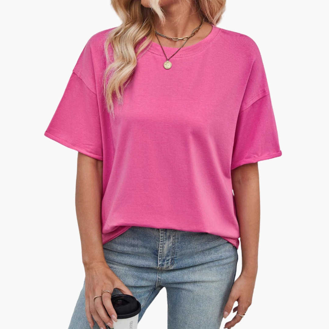 Women's Oversized T-Shirt Round Neck Cotton - Vonnera