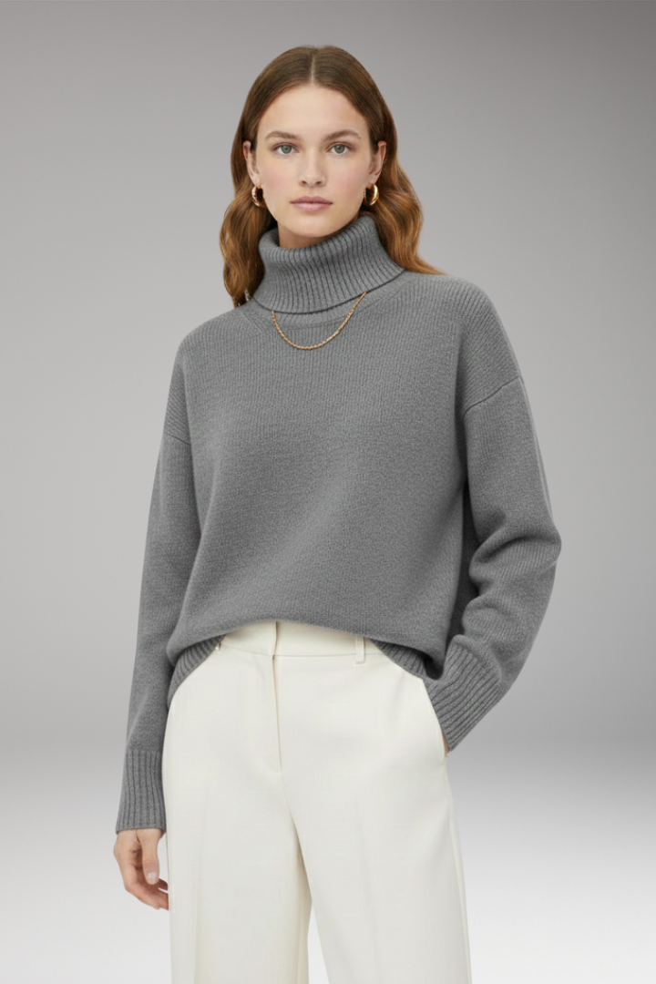 Women's Oversized High Neck Sweater Ribbed