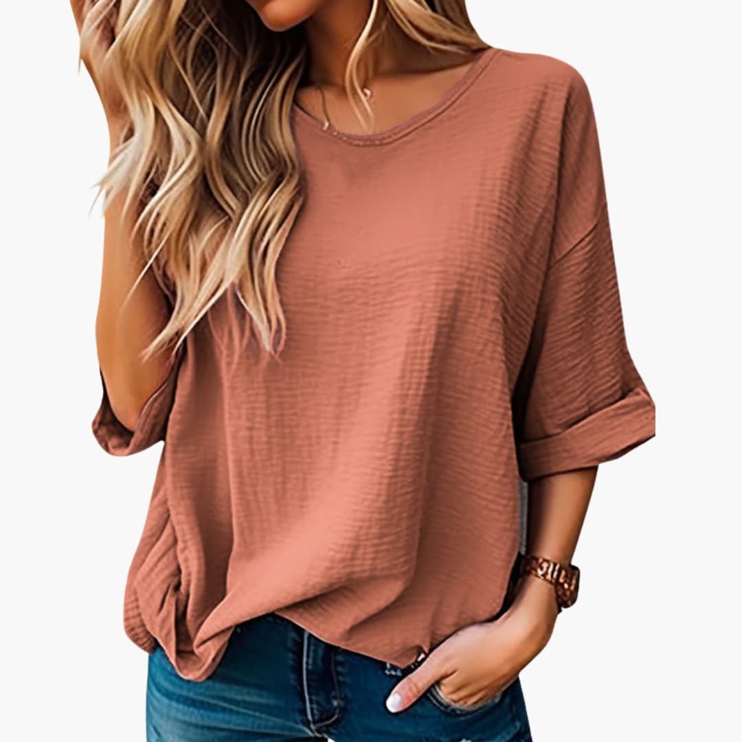 Women's Short Sleeve Crew Neck T-Shirt Textured