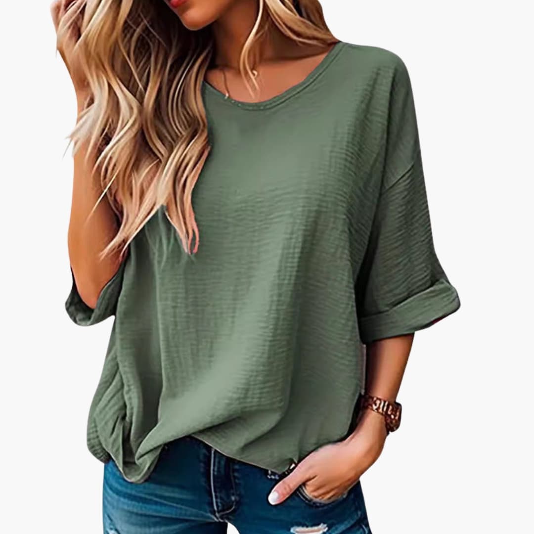 Women's Short Sleeve Crew Neck T-Shirt Textured