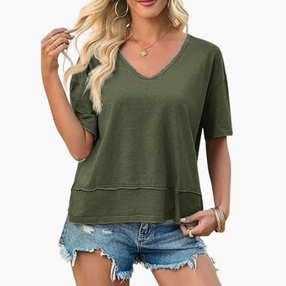 Women's Oversized V-Neck Short Sleeve T-Shirt