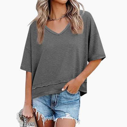 Women's Oversized V-Neck Short Sleeve T-Shirt