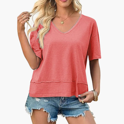 Women's Oversized V-Neck Short Sleeve T-Shirt