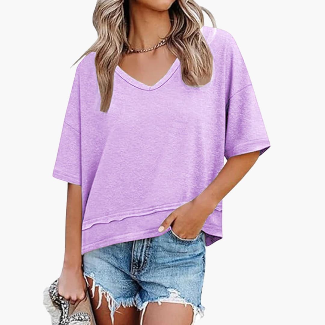 Women's Oversized V-Neck Short Sleeve T-Shirt