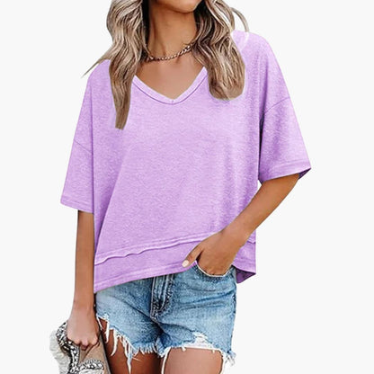 Women's Oversized V-Neck Short Sleeve T-Shirt
