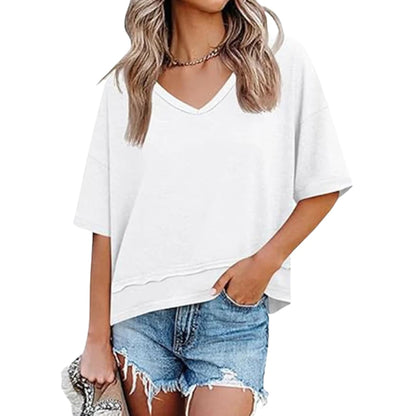 Women's Oversized V-Neck Short Sleeve T-Shirt