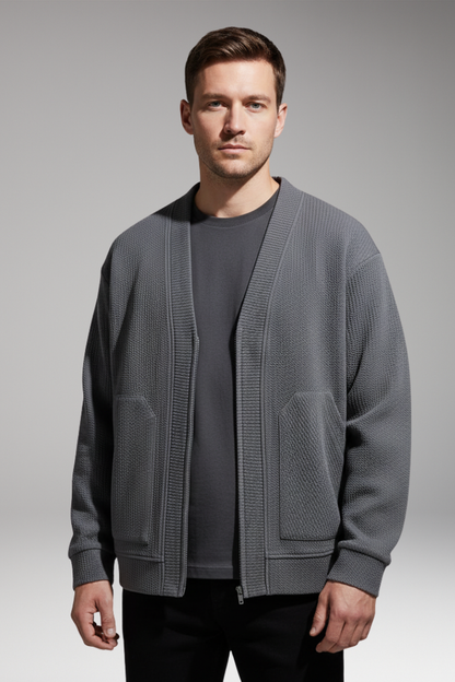 Men's Zip Cardigan Oversized Deep Pockets