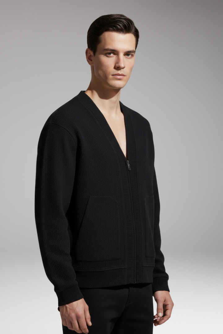 Men's Zip Cardigan Oversized Deep Pockets